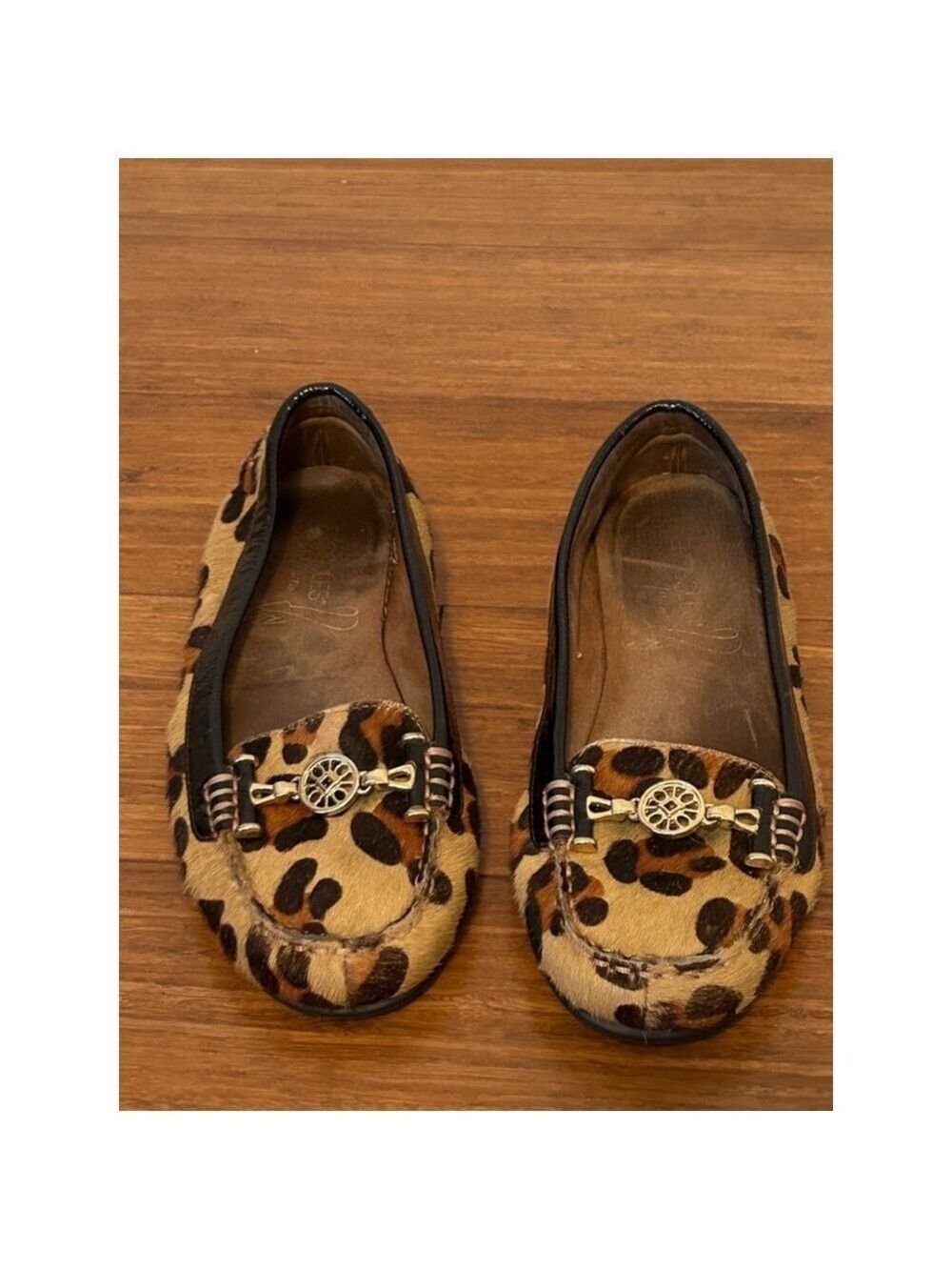 Aerosoles Leopard Print Calf Hair Loafers Gold Buckle US 6 EU 39